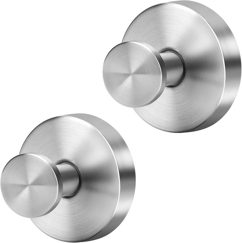 Fasbeu Silver Waterproof Suction Cup Hooks, 2-Pack Heavy Duty Stainless Steel No Drill Shower Hooks for Hanging Towels, Robes, Loofahs, Holder Holds Strong on Tile, Glass, Mirror, Wall, Bathroom Door - Image 1